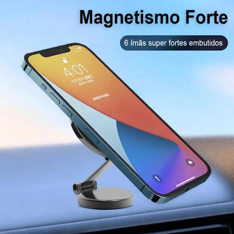 Suporte magnético de celular para carro, dobrável com rotação de 360 graus