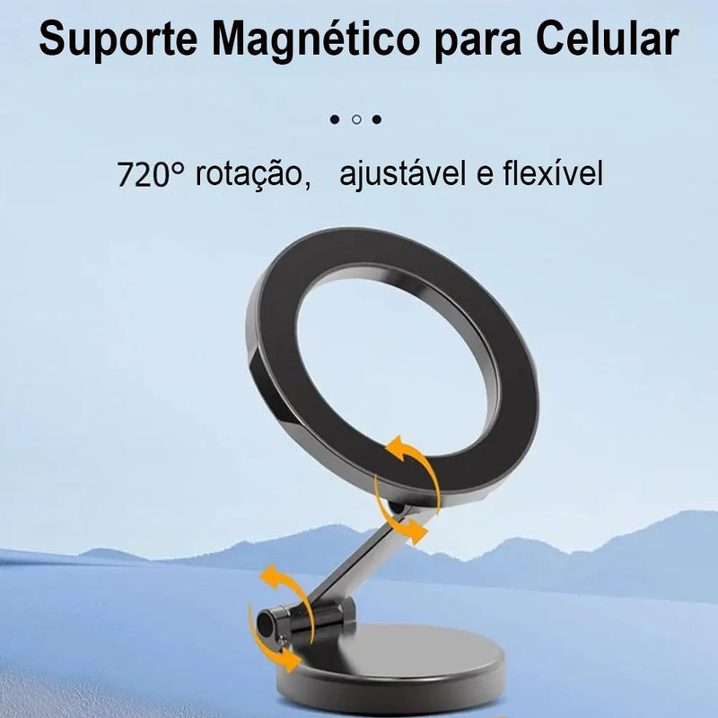 Suporte magnético de celular para carro, dobrável com rotação de 360 graus